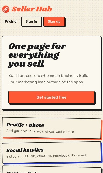 sellerhub.live website screenshot