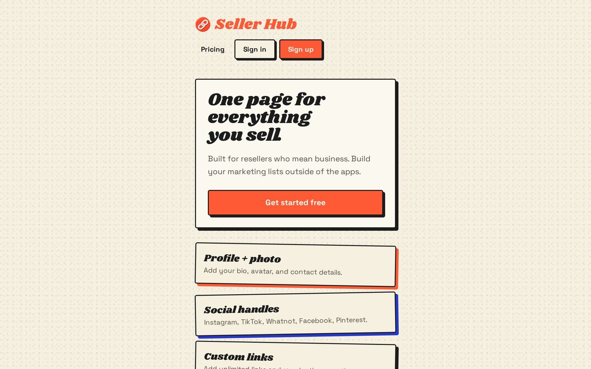 sellerhub.live website screenshot
